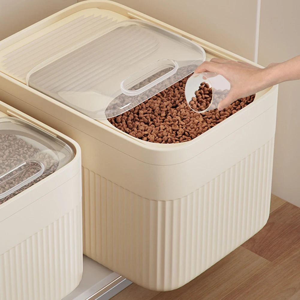 Dog Food Storage Container 5/10/15L Large Capacity Transparent Pet Food Bucket Box Moisture Proof Dog Cat Dry Food Bin