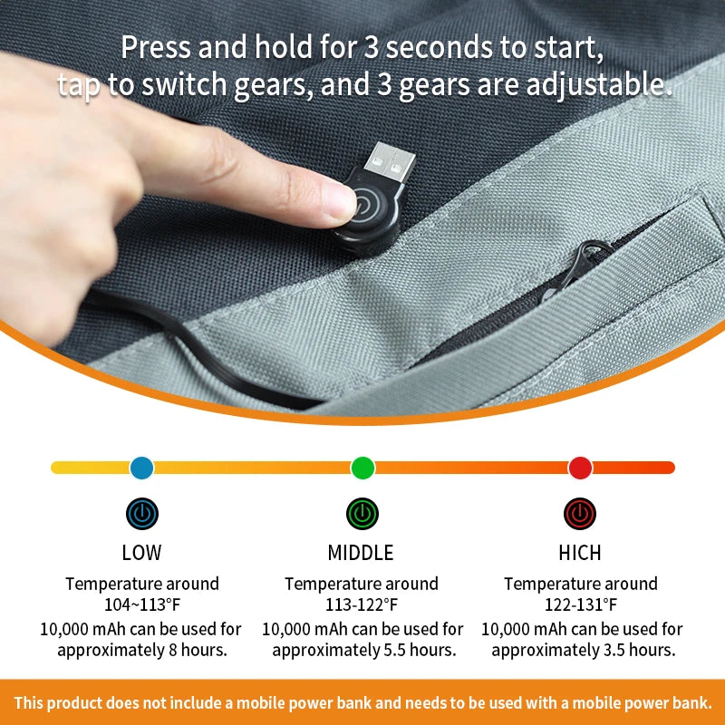 Portable Foldable Pet Heating Mat Anti-Slip Wear-Resistant Adjustable Overheating Protection for Outdoor Dog Cage Indoor Car Use