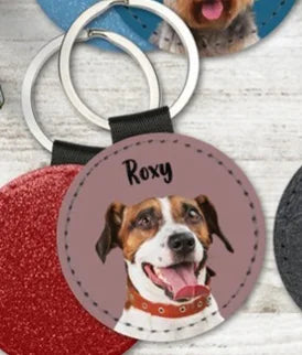 Custom Pet Photo Keychain Personalized Dog Cat Portrait Name Leather Picture Keyring Charm Anniversary Memorial Loss Gift Him He