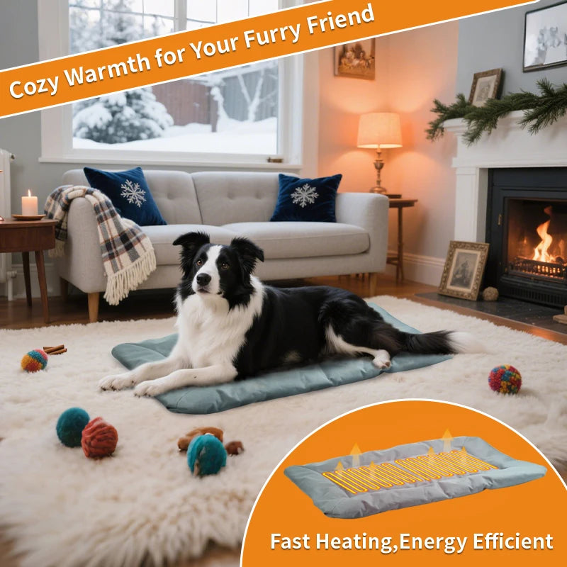 Portable Foldable Pet Heating Mat Anti-Slip Wear-Resistant Adjustable Overheating Protection for Outdoor Dog Cage Indoor Car Use